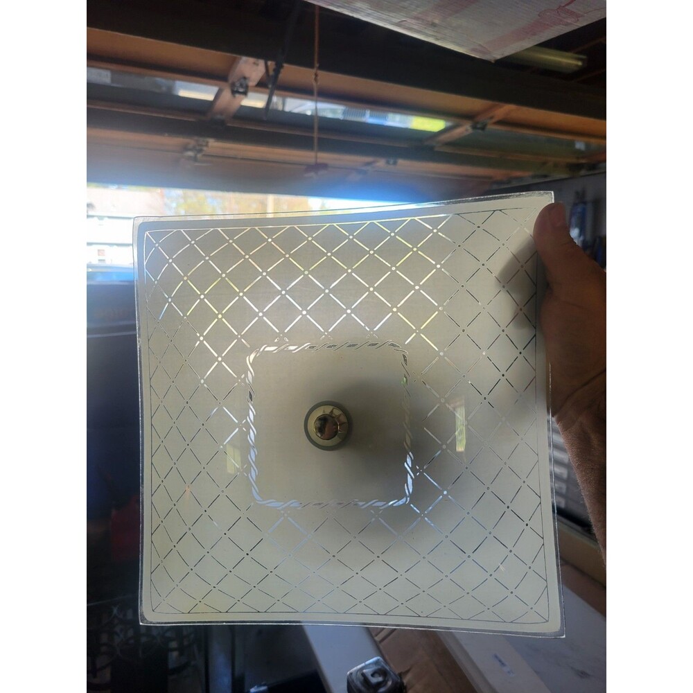 Vtg MCM Square Glass Diamond pattern Ceiling Light Cover Shade Fixture  12”x12 - Picture 13 of 13